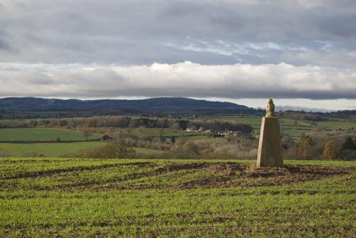 View of Brown Clee Hill on the horizon