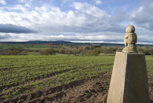 Chelmarsh trigpoint with gnome